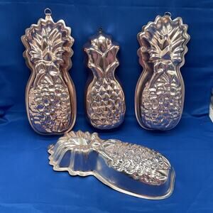 Pink Aluminum Pineapple Moulds Wall Hanging Decor Assorted lot of 4